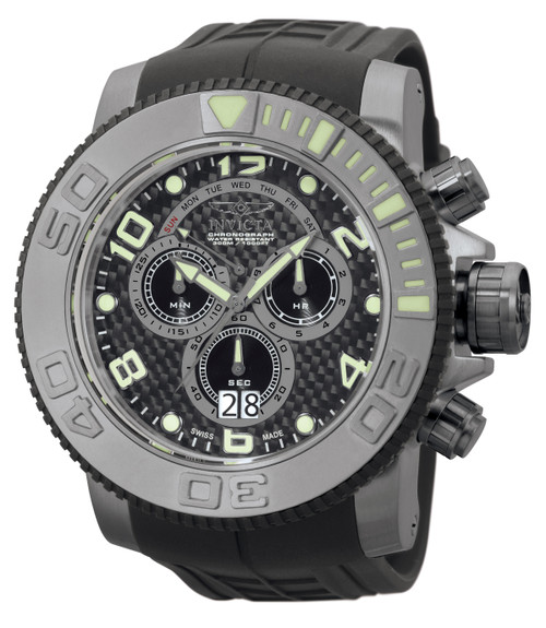 Invicta Men's 0413 Sea Hunter Quartz Chronograph Black Dial Watch